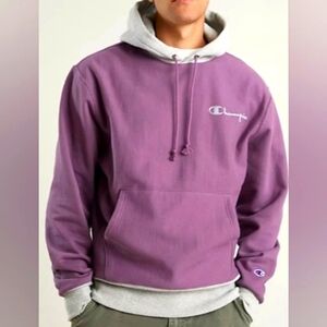 VINTAGE Champion Men's Purple Hoodie REVERSE WEAVE PURPLE COLORBLOCK SIZE X-SMAL